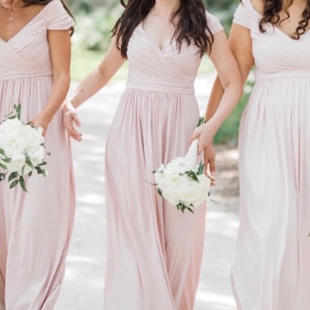 Blush maxi bridesmaid dress After Six